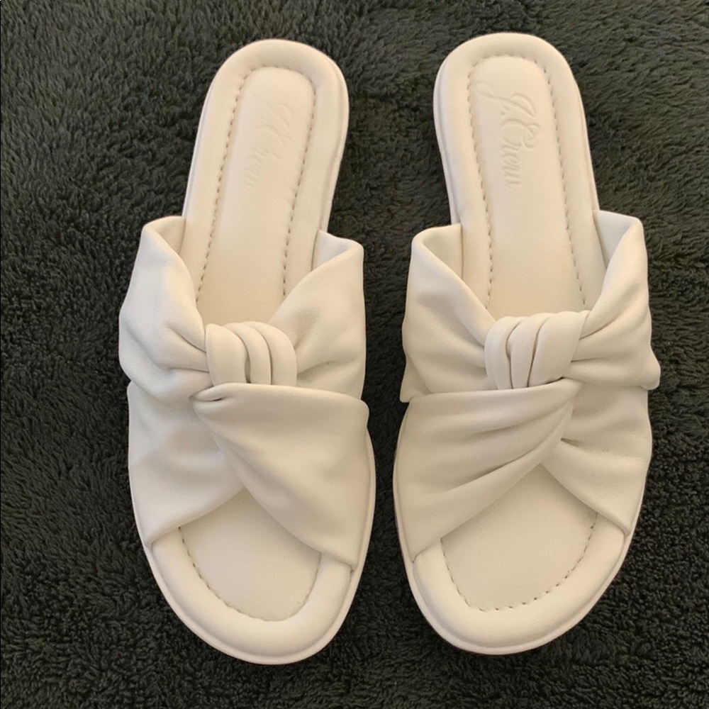 J. Crew Women's White Slide Sandals